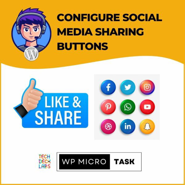 Configure social media sharing buttons. Wordpress MicroTask