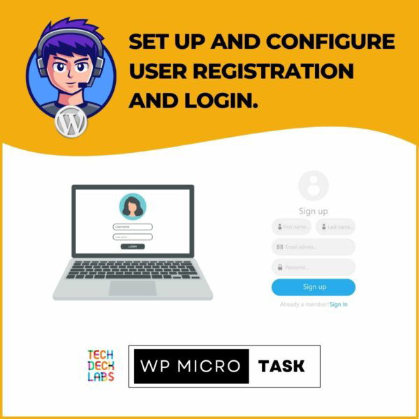 Set up and configure user registration and login. - Wordpress MicroTask